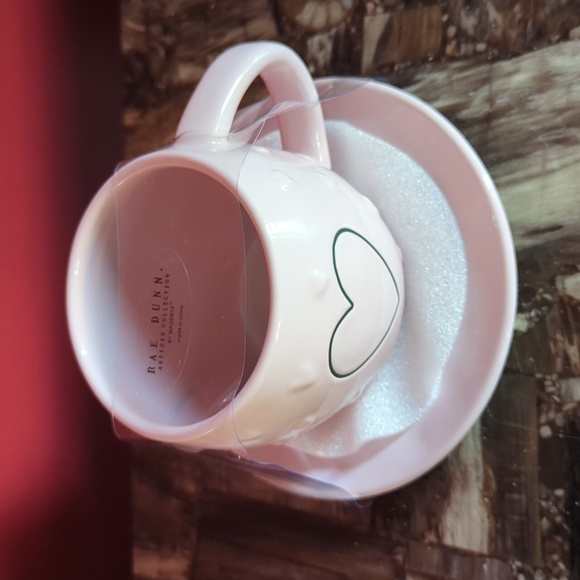 ❌SOLD❌Rae Dunn Blush Pink Heart Teacup with Saucer ❤️ - Picture 3 of 6